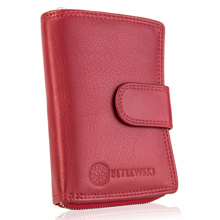 Жіночий шкіряний гаманець Betlewski з RFID 9 х 13,5 х 3 (BPD-SS-19) - червоний