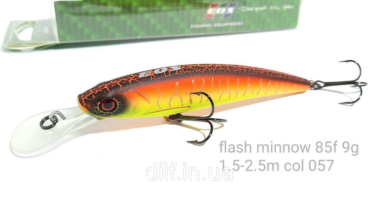 Воблер EOS Flash minnow 85f вага 9г заглиблення 1.5-2.5м (колір 057), фото 1
