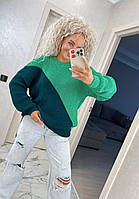 Женский вязаный свитер двухцветный