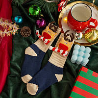 Детские новогодние носки с оленями 4-6 лет