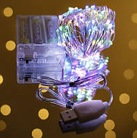 Світлодіодна гірлянда на батарейках та від usb "Роса" 10м 100led  RGB