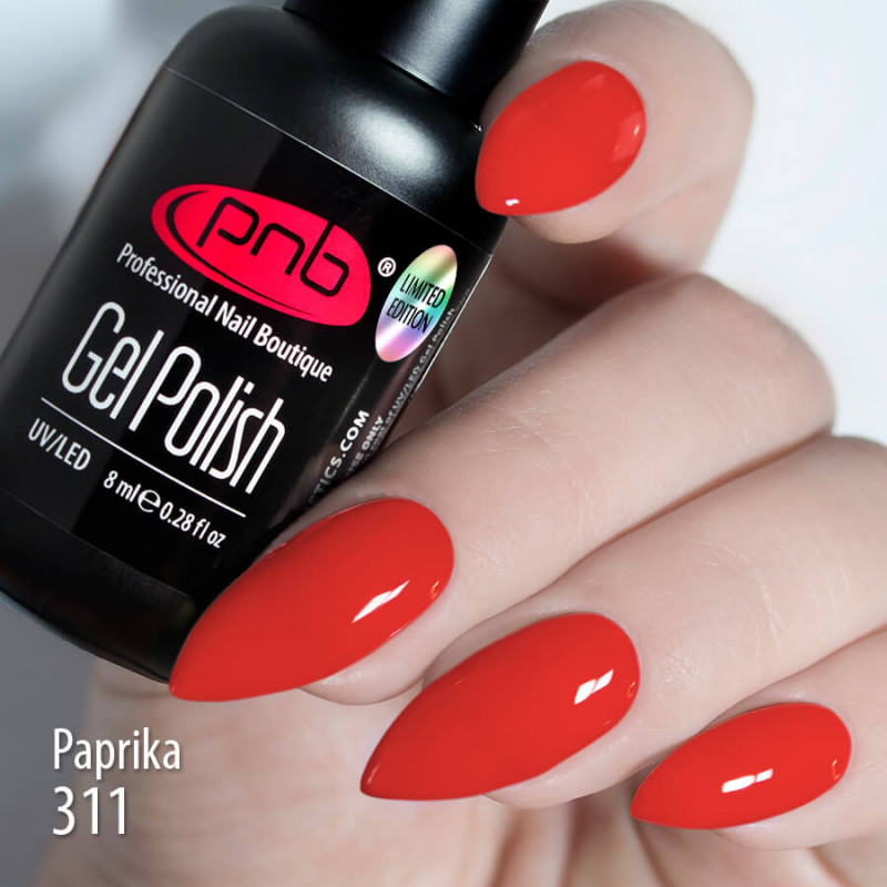 Гель-лак PNB № 311 Paprika червоний гель лак 8 мл