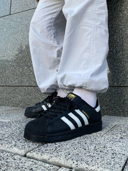 Adidas Superstar Black White gold logo 00482 Marvinshop