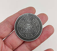 Монета сувенирная "YES NO" (цвет - античное серебро) арт. 04228
