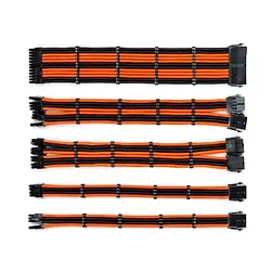 Кабель для компютерних комплектуючих QUBE 1x24P MB/2x4 + 4P CPU/2x6 + 2P VGA Black Orange (QBWSET24P2X8P2X8PBO)