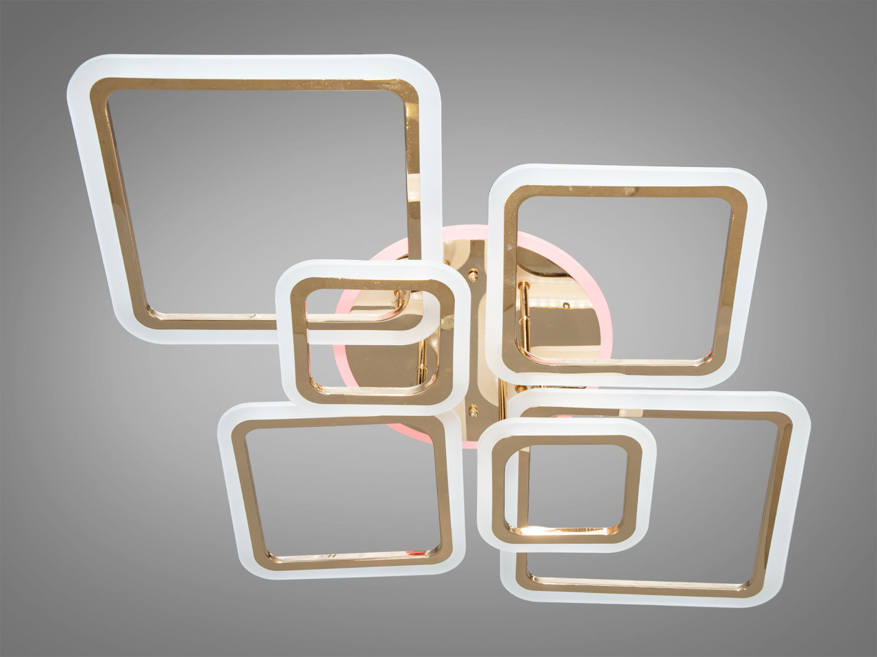 Сучасна LED-люстра у вітальню з підсвіткою, колір золото, 150 W на 21м2 A8160-6G-LS, фото 1