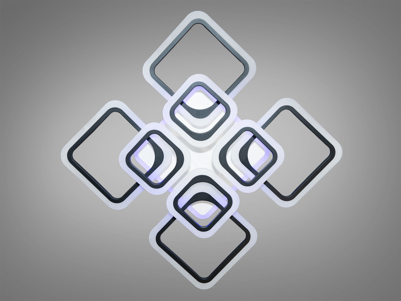 Стильна LED-люстра в спальню з підсвіткою, колір чорний, 145 W на 20 м2 A8060-4+4BK-LS, фото 1