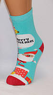 Дитячі теплі шкарпетки новорічні "На димарі", різні кольори