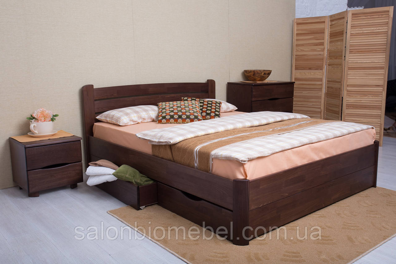 Ліжко Софія з ящиками 1200х2000  (темний горіх)