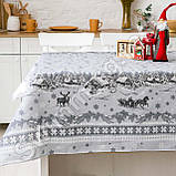 Новорічна лляна бавовняна скатертина 150х180 см на обідній стіл "Святвечір", фото 2