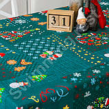 Новорічна лляна бавовняна скатертина 150х220 см на обідній стіл "Чарівні історії", фото 3