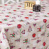 Новорічна лляна бавовняна скатертина 110х150 см на обідній стіл "Подарунок", фото 4