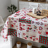 Новорічна лляна бавовняна скатертина 110х150 см на обідній стіл "Прикраса", фото 4