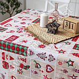 Новорічна лляна бавовняна скатертина 110х150 см на обідній стіл "Прикраса", фото 2