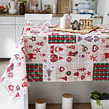 Новорічна лляна бавовняна скатертина 110х150 см на обідній стіл "Прикраса", фото 3