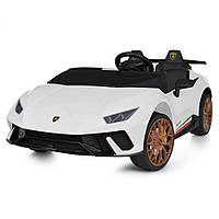 Детский электромобиль Lamborghini на пульте управления и сигналом на руле Bambi M 5020EBLR-1(24V) Белый