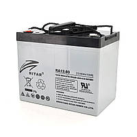 Акумуляторна батарея AGM RITAR RA12-80, Gray Case, 12V 80.0Ah ( 350 x 167 x 182 ) Q1 от DOM-Energy