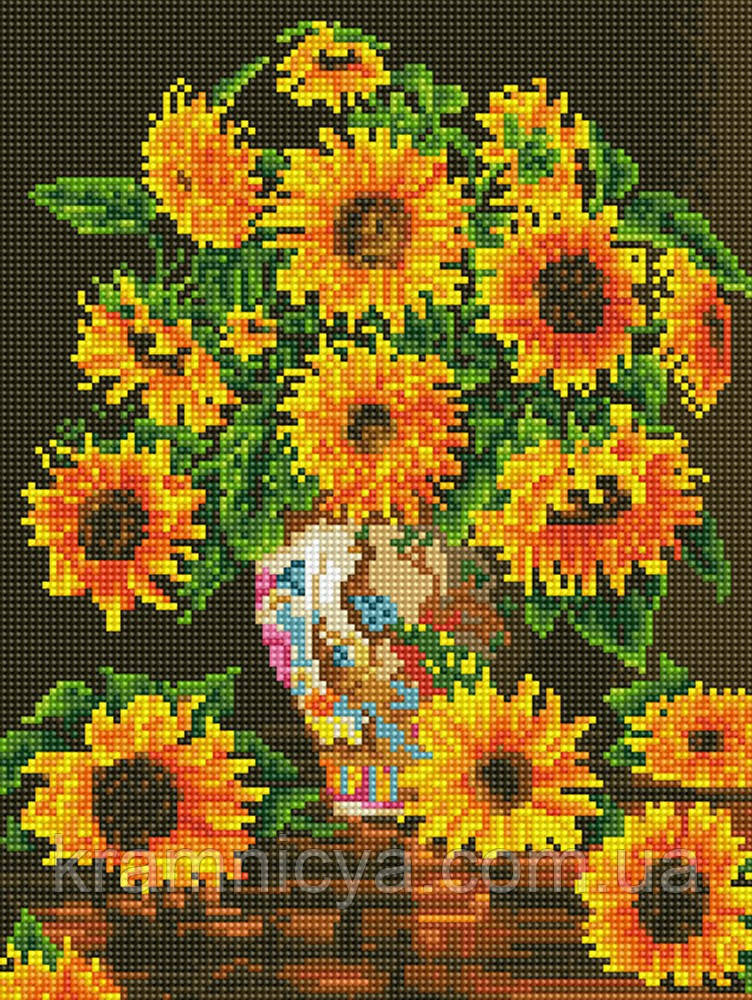 Алмазна мозаїка (живопис) Соняшники у вазі, 30х40 (EJ1356), фото 1