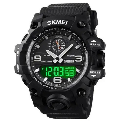 Водостійкий тактичний годинник SKMEI 1586BK BLACK, Армійський годинник протиударний, Оригінальний SZ-374 чоловічий годинник