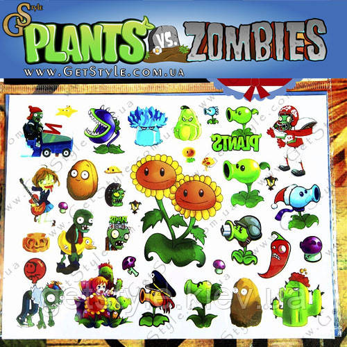 Дитячі татуювання Plants vs. Zombies - "Tatto Set"- 34 шт.