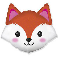 Фольгированный шарик, фигура "Голова лисички", оранжевая