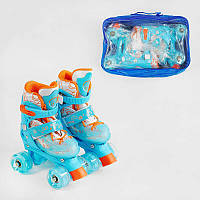 Детские ролики с мягким ботинком и регулировкой размера 13206-S розмір 31-34 (6) колір СИНІЙ, колеса PU,