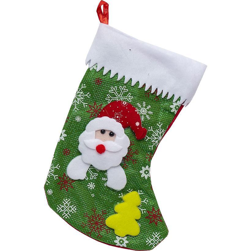 Новогодний сапог-носок для подарков из фетра красного и зеленого цвета с рисунками 6241-10 в упаковке 3 шт - фото 2 - id-p2020309094