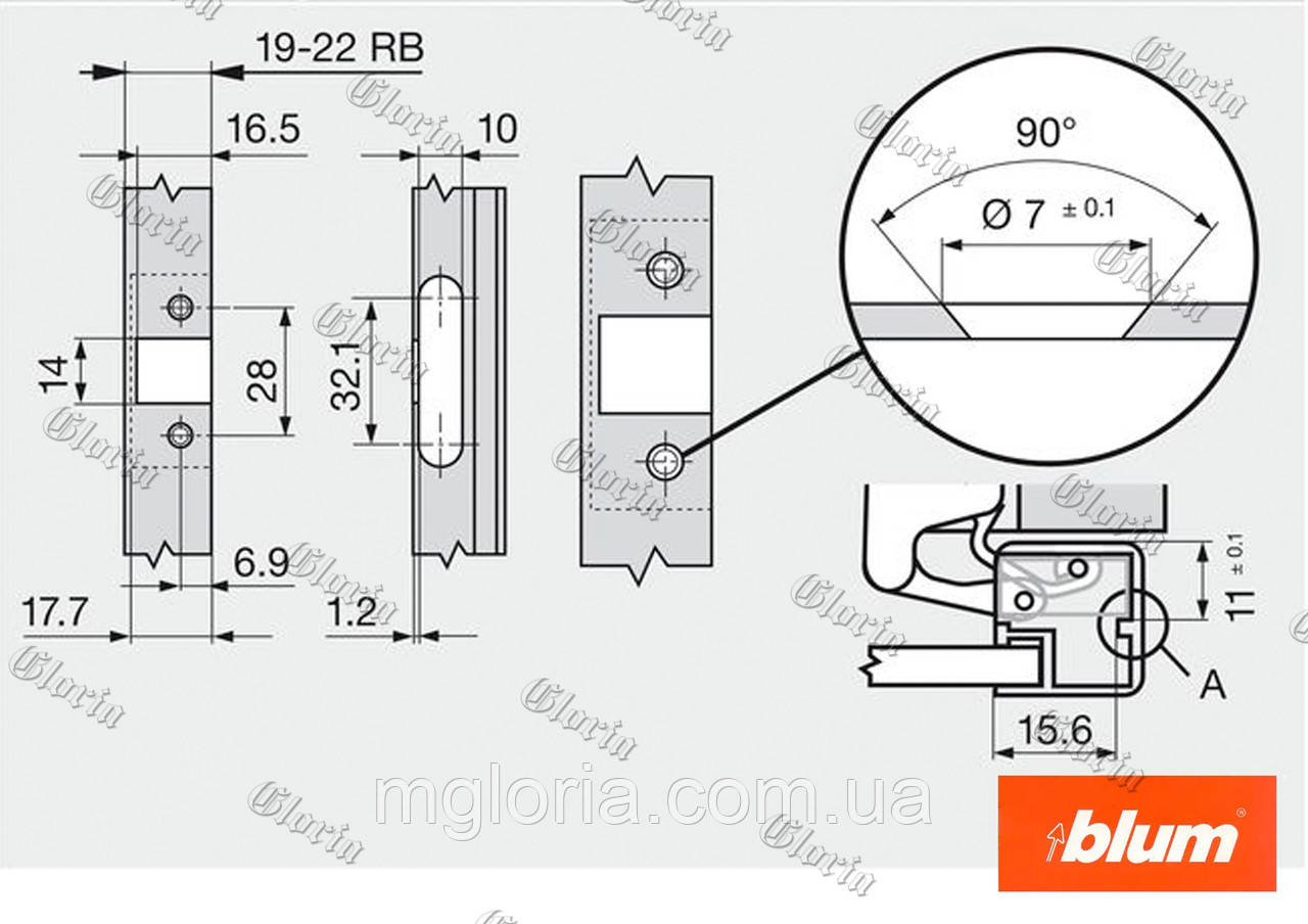 Петля для алюминиевых рамок без пружины Blum Clip-Top черный оникс 70T950A ONS - фото 7 - id-p2020346810