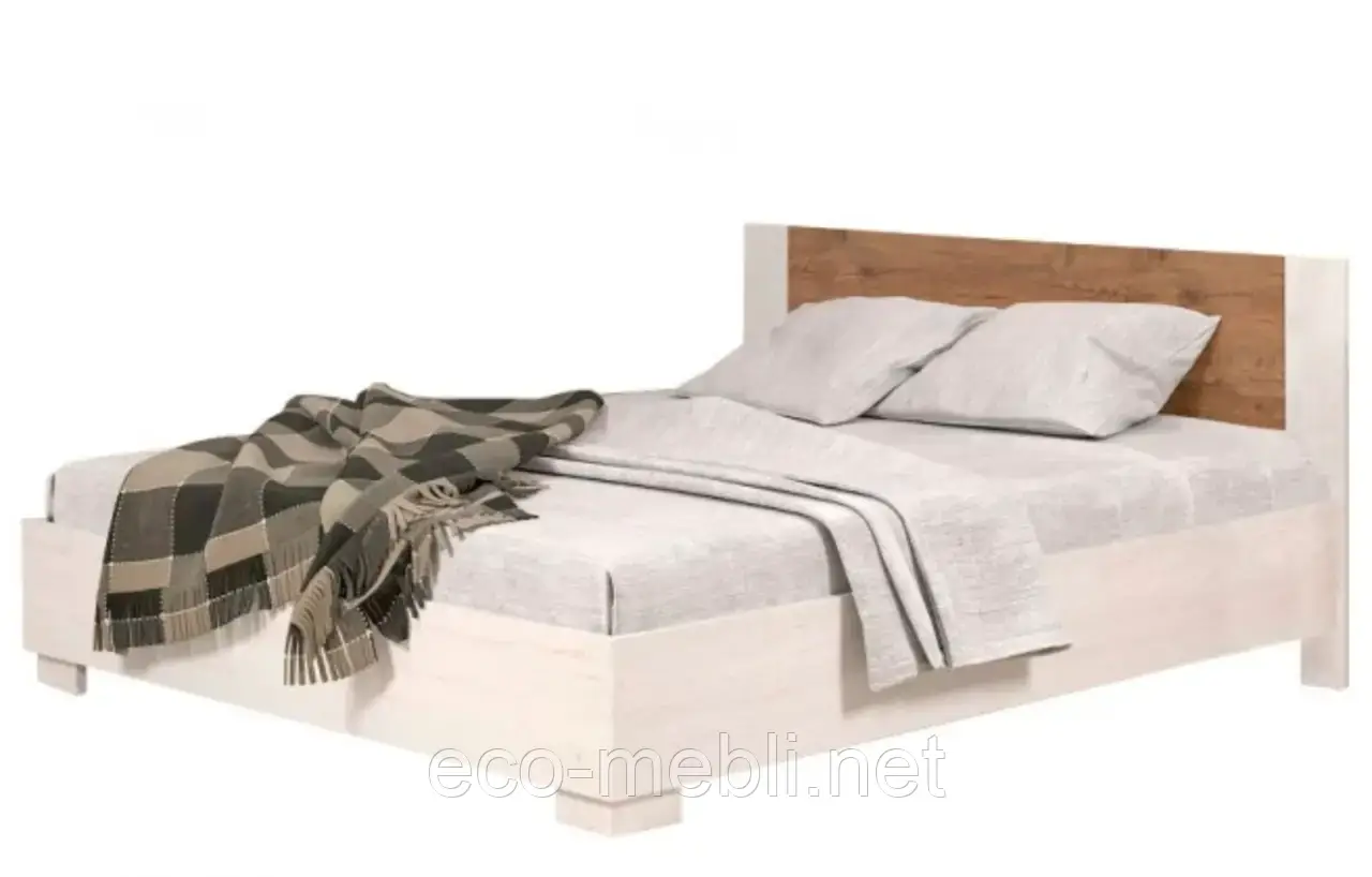 Ліжко Маркос  160*200 дуб апріл  Меблі Сервіс в спальню з дерев"яними ламелями