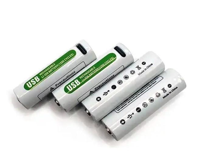 Акумулятор (батарейка) АА Tipe-C USB пальчиковий 2000 мА·год Li-ion 1.5V комплект 4 шт. + шнур зарядки