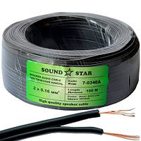 Кабель питания Sound Star, омеднённый, 2х0.16мм², чёрный, 100м