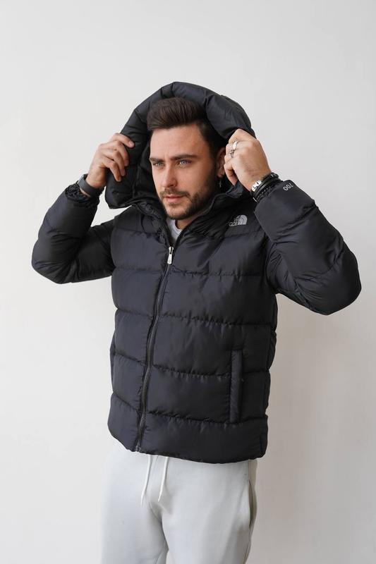 Спортивная куртка-пуховик теплая дутая The North Face зима чёрная L - фото 8 - id-p2020390367