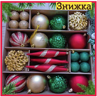 Набор новогодних игрушек и украшений 50 шт елочные шары игрушки на елку пластиковые с шнурками