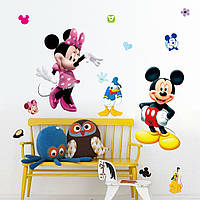 3D интерьерные виниловые наклейки на стены Микки Маус и Минни Маус 70-50 см в детскую Декор Обои
