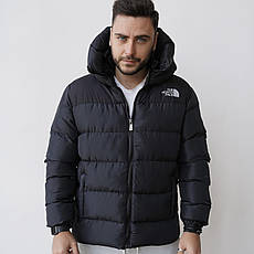 Чоловіча зимова куртка пуховик Туреччина лого вишивка The North Face чорна Xl, фото 5