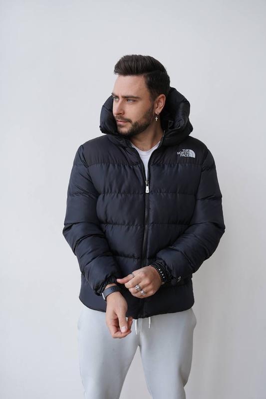 Мужская зимняя куртка пуховик Турция лого вышивка The North Face чёрная Xl - фото 1 - id-p2020395971