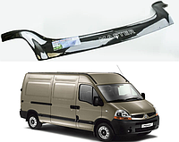 Дефлектор капота на Renault Master 2003-2010. Мухобойка длинная на фары Renault Master