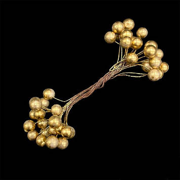 Гілочка штучної калини для декору колір золотий