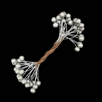 Гілочка штучної калини для декору колір срібний