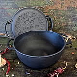 Казан - каструля чавунний "Майстерня" 12 л. з чавунною кришкою - сковородою, фото 2