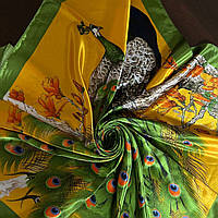 Шовкова хустка "Величина пава" Зелена