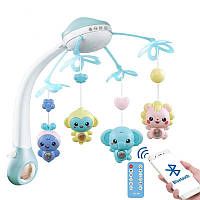 Дитячий мобіль для немовлят на ліжечко з проєктором A1 Блакитний