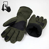 Рукавиці чоловічі водонепроникні із сенсорними вставками для керування смартфоном Олива L-XL (єдиний розмір)