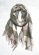 Кашеміровий шарф Сідні клітина 180*70 см оливковий