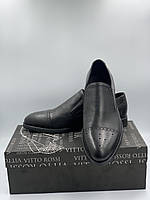 Мужские Модные Кожаные Классические Черные Туфли Лоферы Vitto Rossi