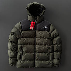 Сучасна модна коротка куртка дута тепла з капюшоном tnf 700 The North Face xакі S