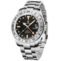 Механічний з автопідзаводом годинник для дайвінгу (20 АТМ) Pagani Design PD-1693 Silver-Black-Orange