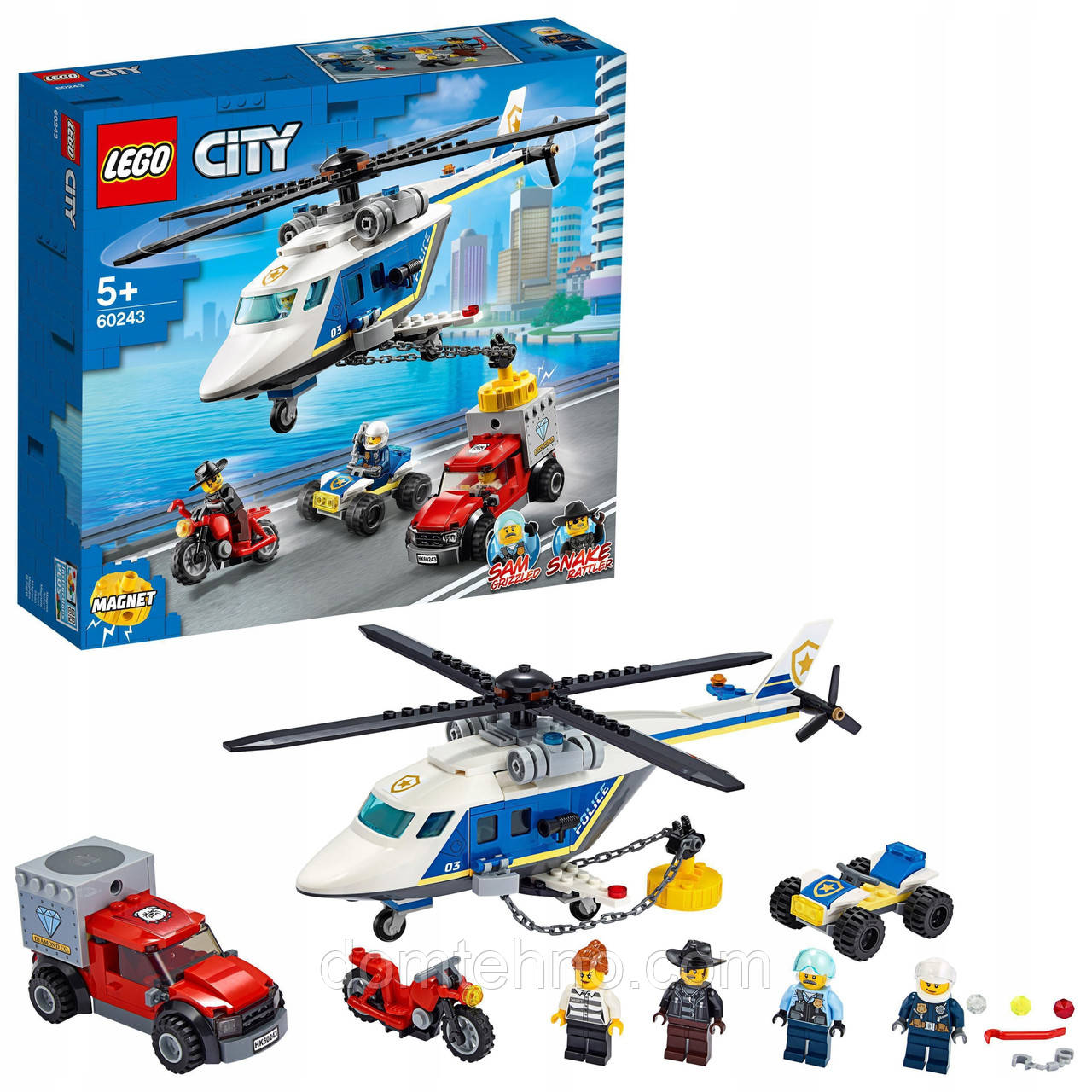 Конструктор LEGO City Погоня на поліцейському гелікоптері 60243