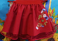 Детская юбка вышиванка в садик для девочки размер 4-7 лет, красного цвета
