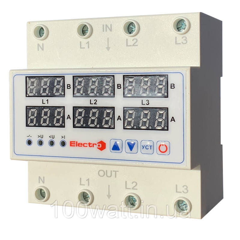 Реле контролю напруги та струму РКН-3VA 63А, фото 1